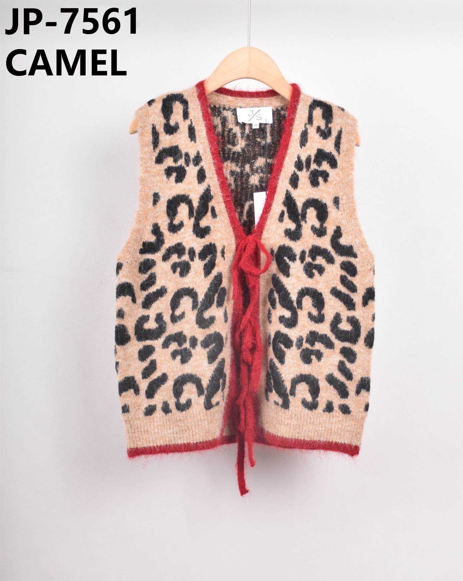 Wholesaler JS Millenium - Red -shaped sleeveless leopard sweater