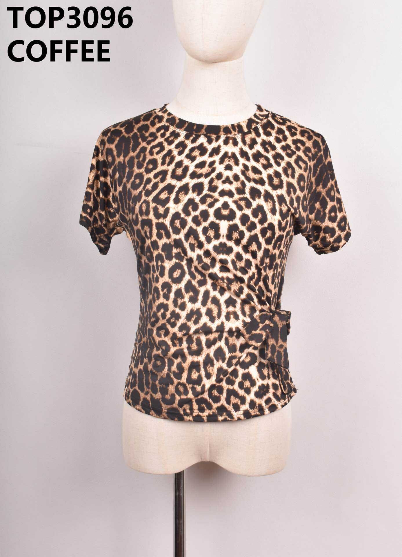 Mayorista JS Millenium - Top de manga corta con estampado de leopardo