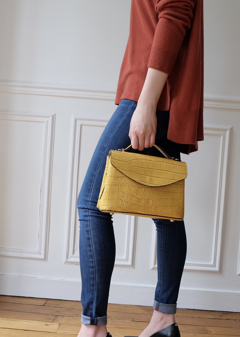Wholesaler JULIA PARIS - Handbag and shoulder strap in crocodile-embossed leather