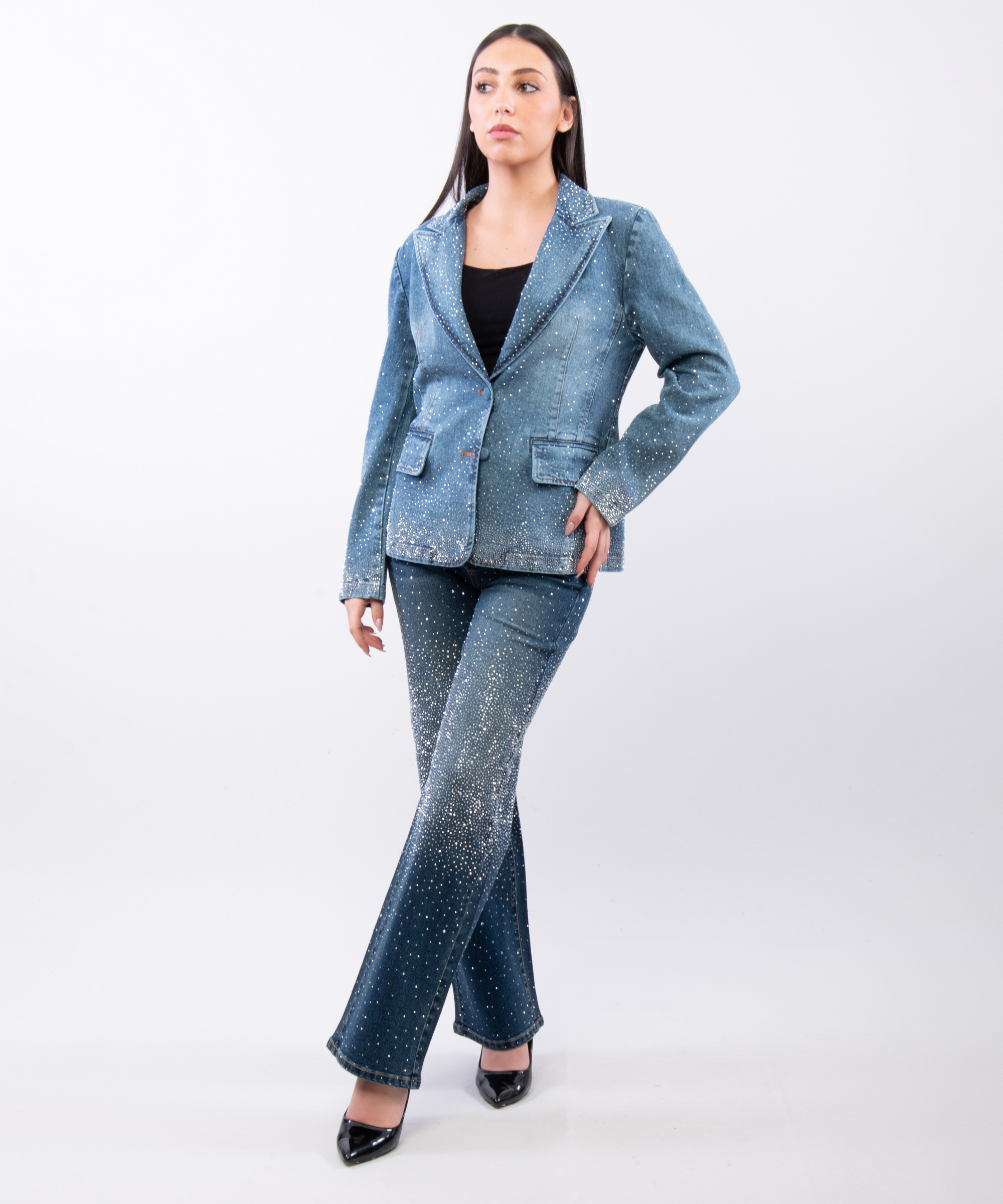 Wholesaler JULIA - Stardust Gradient Rhinestone Denim Suit