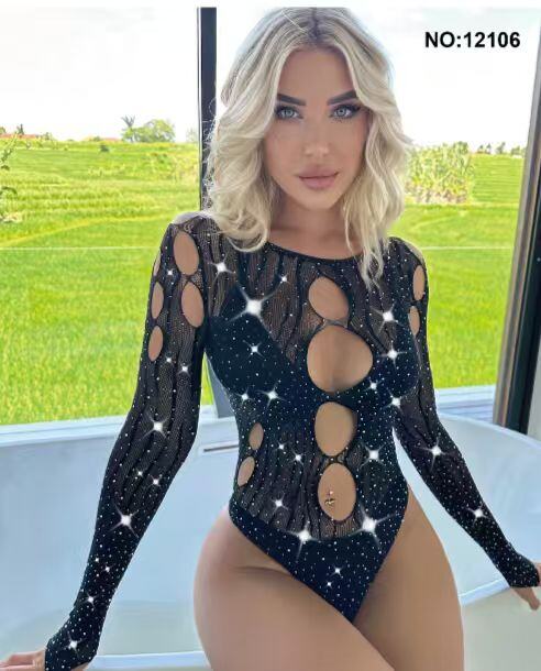 Grossista J - Body Crystal Matrix – Mesh Geometrico con Cristalli e Schiena Scoperta