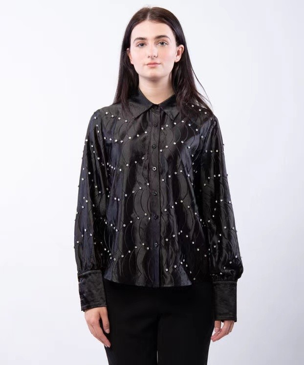 Wholesaler JULIA - Satin shirt with rhinestones