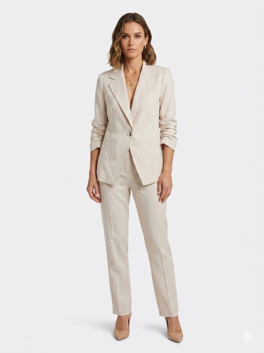 Wholesaler JULIA - Sophia Tailored Suit in Linen Blend – Olive Color