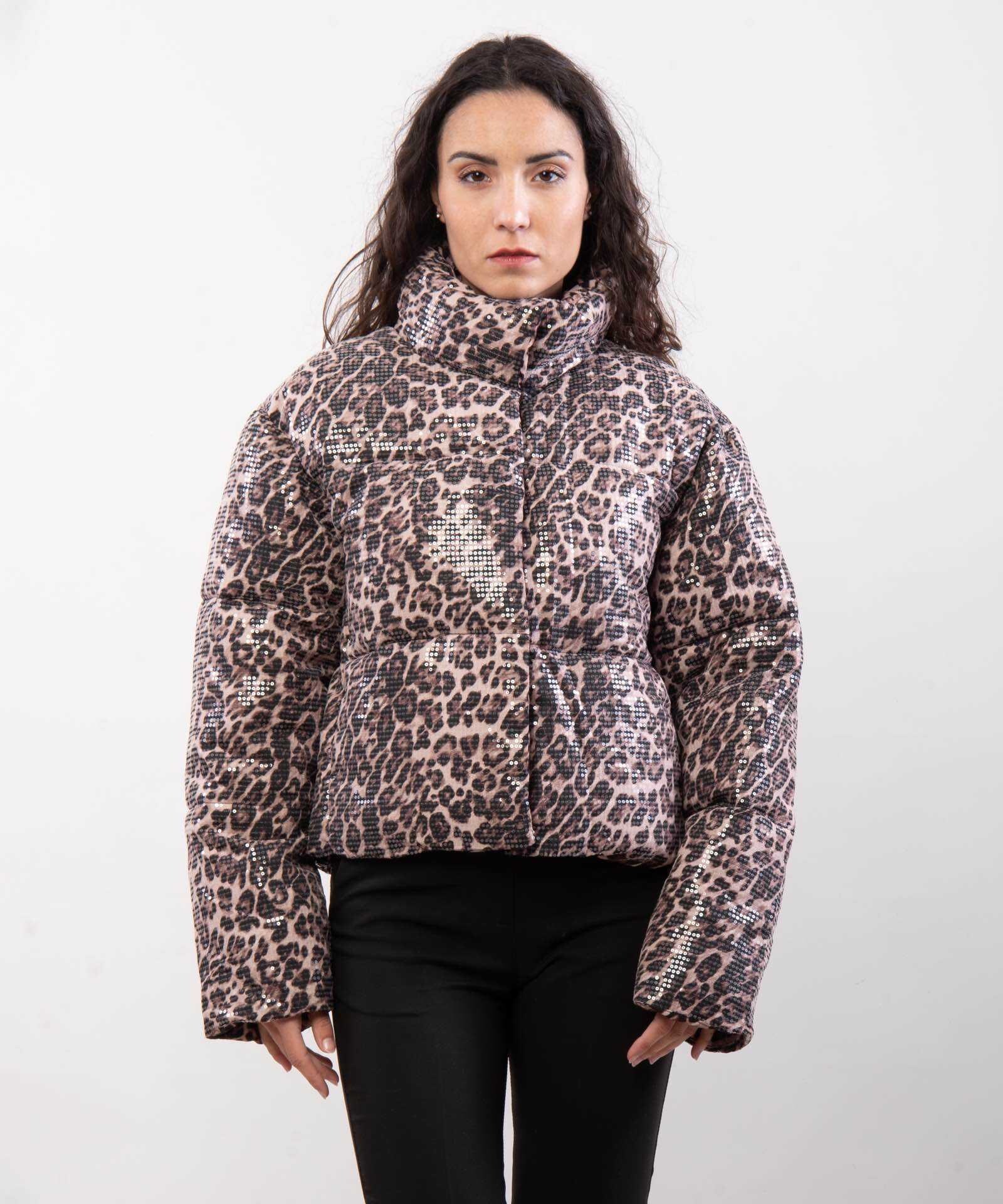 Wholesaler JULIA - Sierra Sequin Leopard Print Puffer Jacket