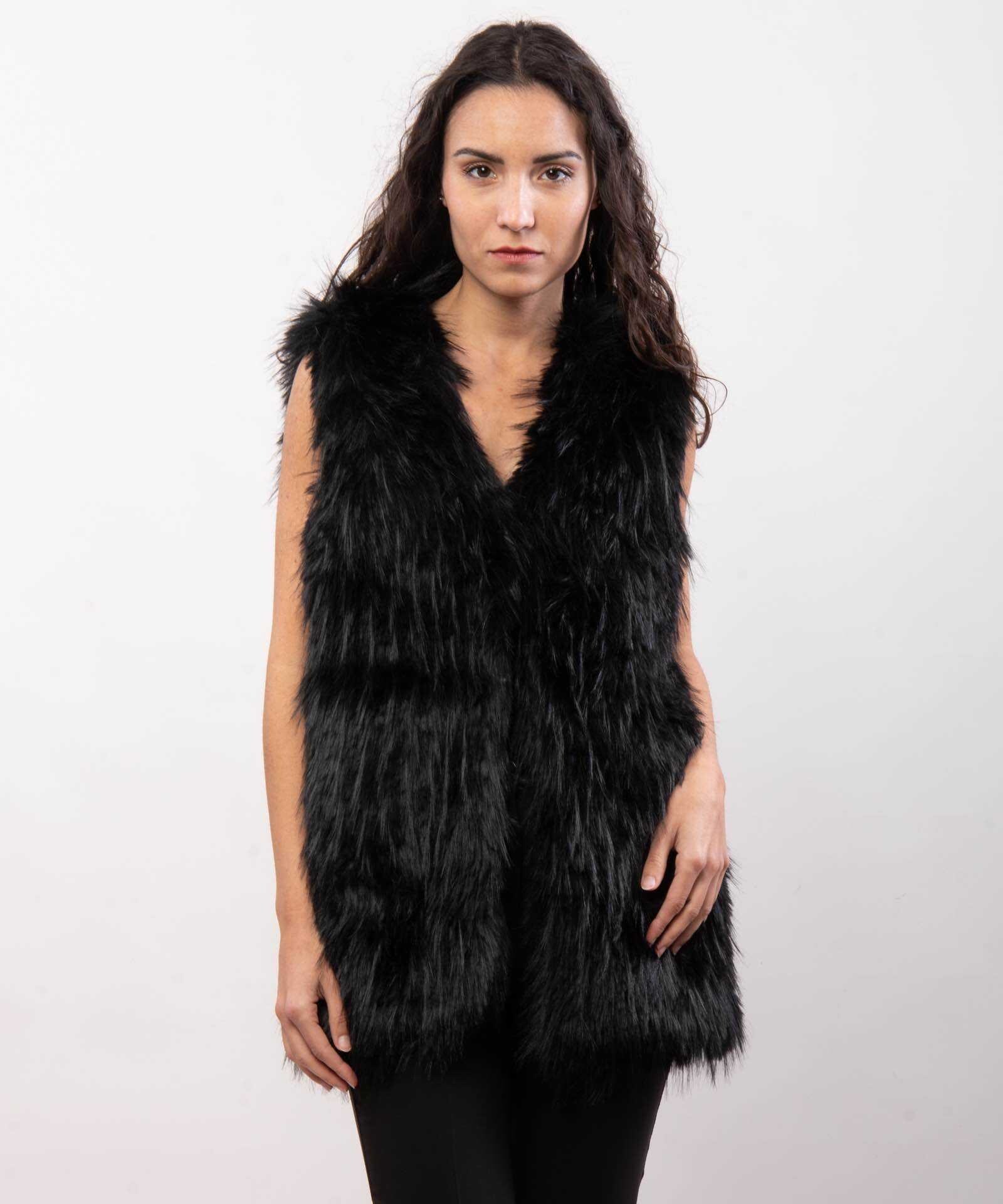 Grossista JULIA - Gilet in eco-pelliccia di lusso nero