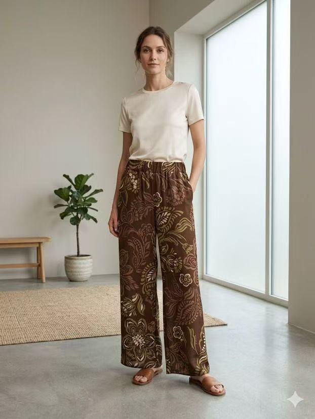Wholesaler JULIA - Floral Elegance Wide-Leg Palazzo Pants Set