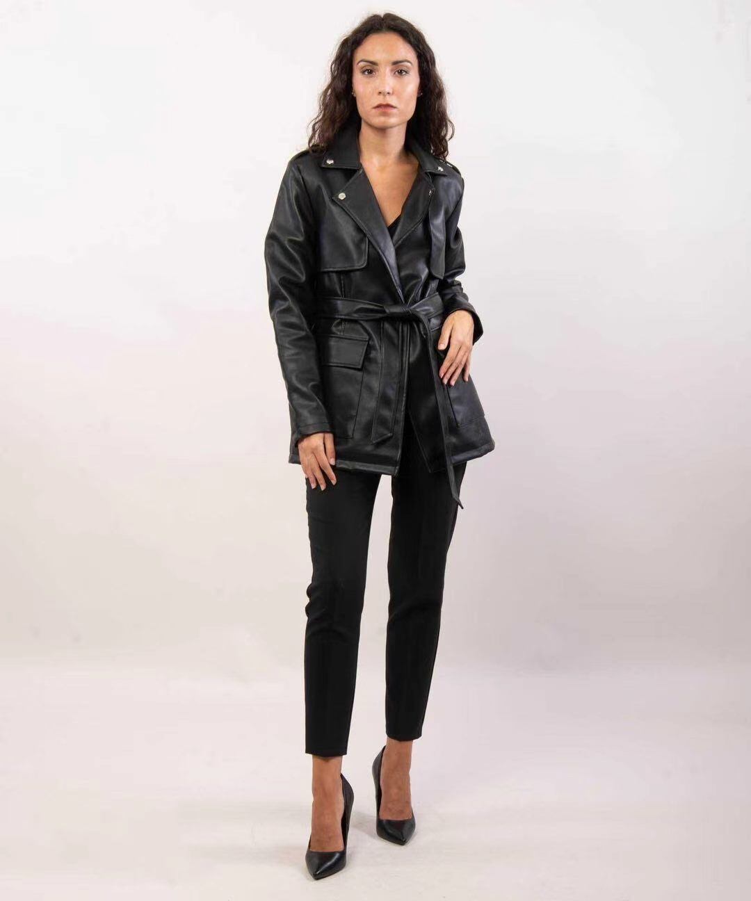 Wholesaler JULIA - Classic short Metro trench with belt