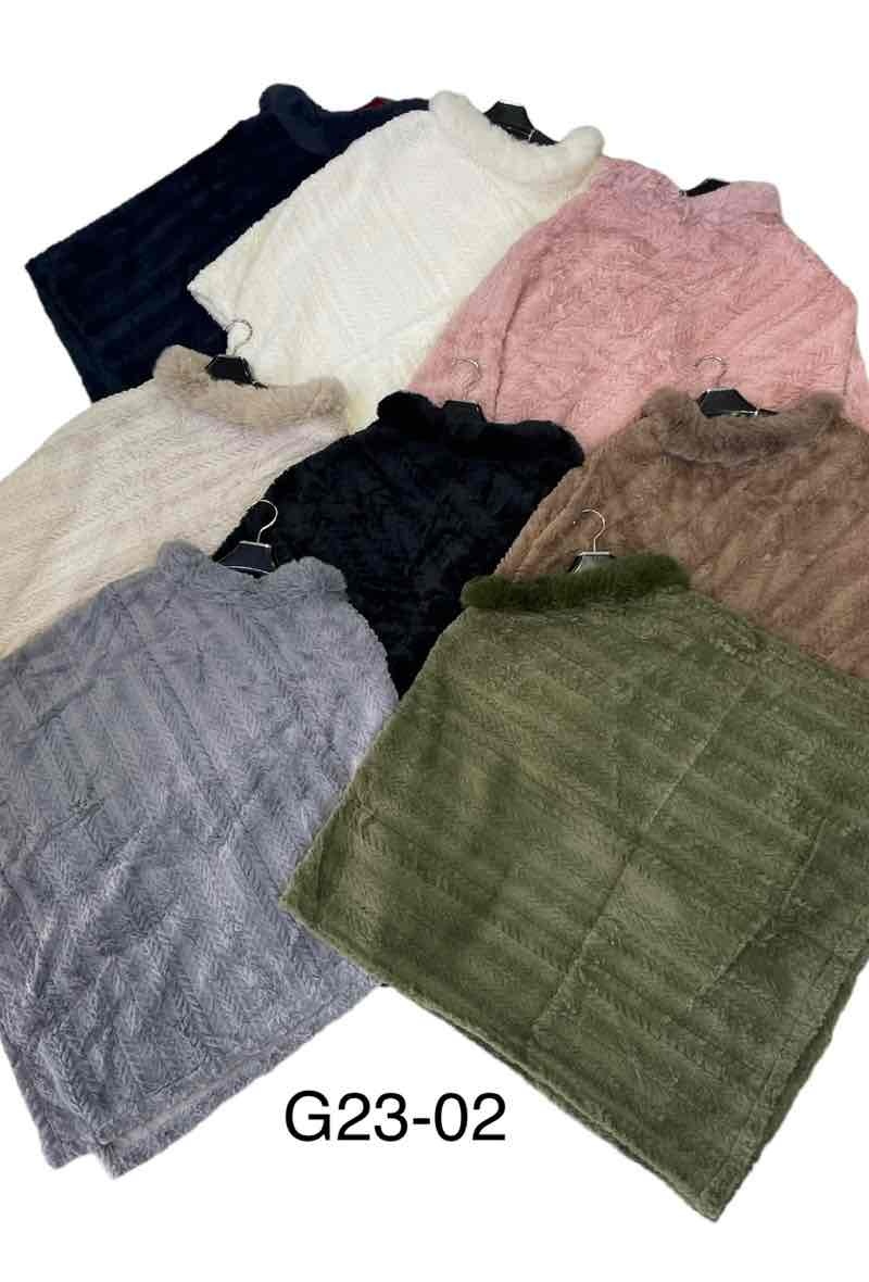 Wholesaler JULIET'S&CO - Vegan faux fur poncho