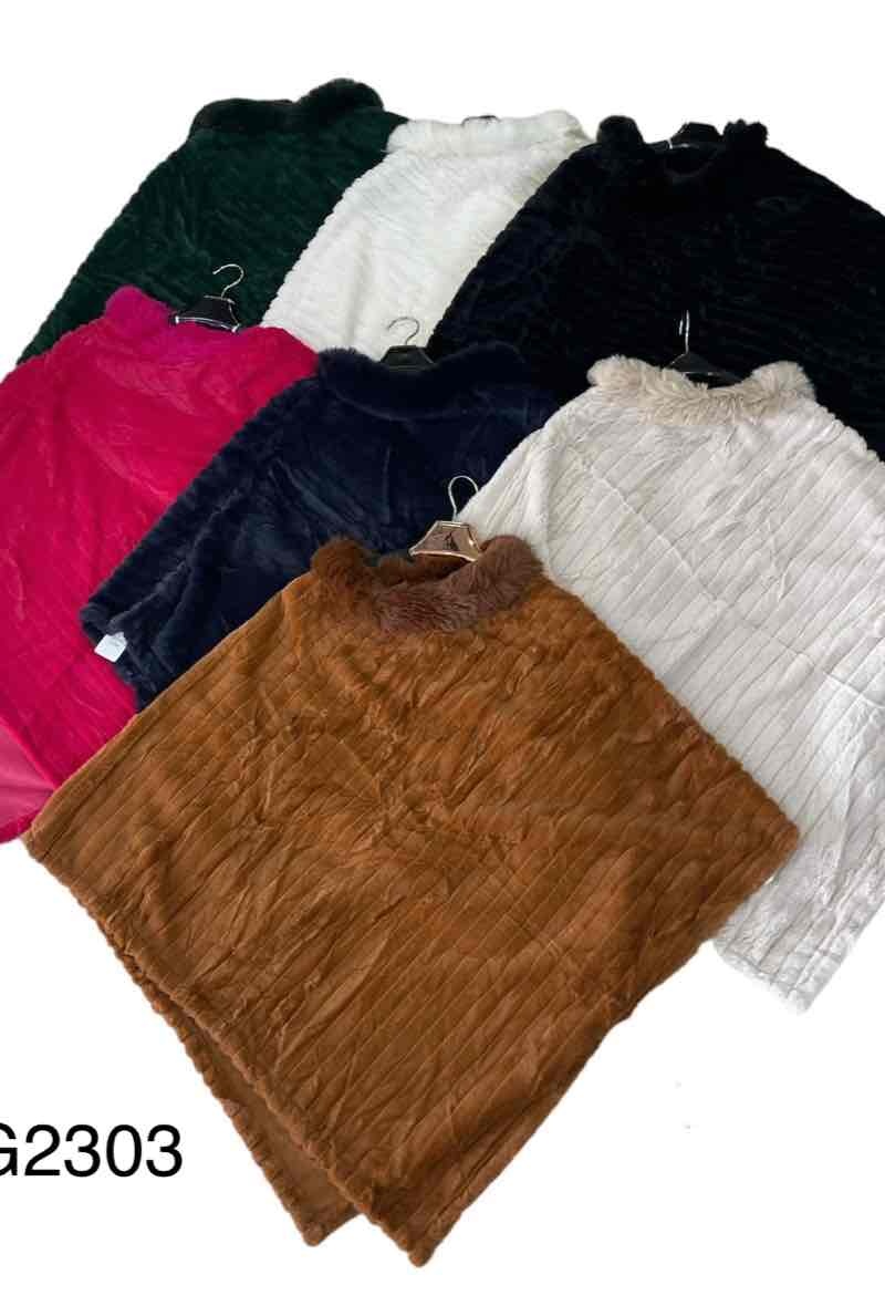 Grossiste JULIET'S&CO - Poncho femme vegan en fourrure synthétique