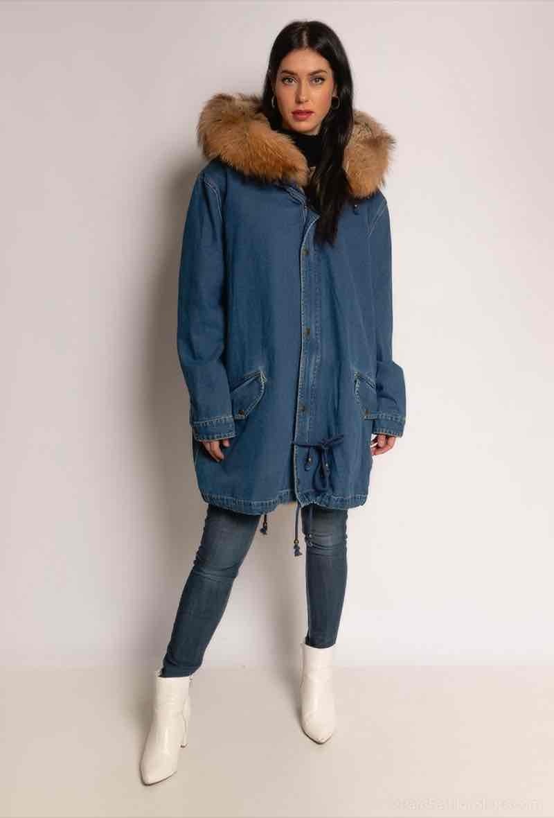 Grossiste JULIET'S&CO - Parka en jeans fourrure de lapin