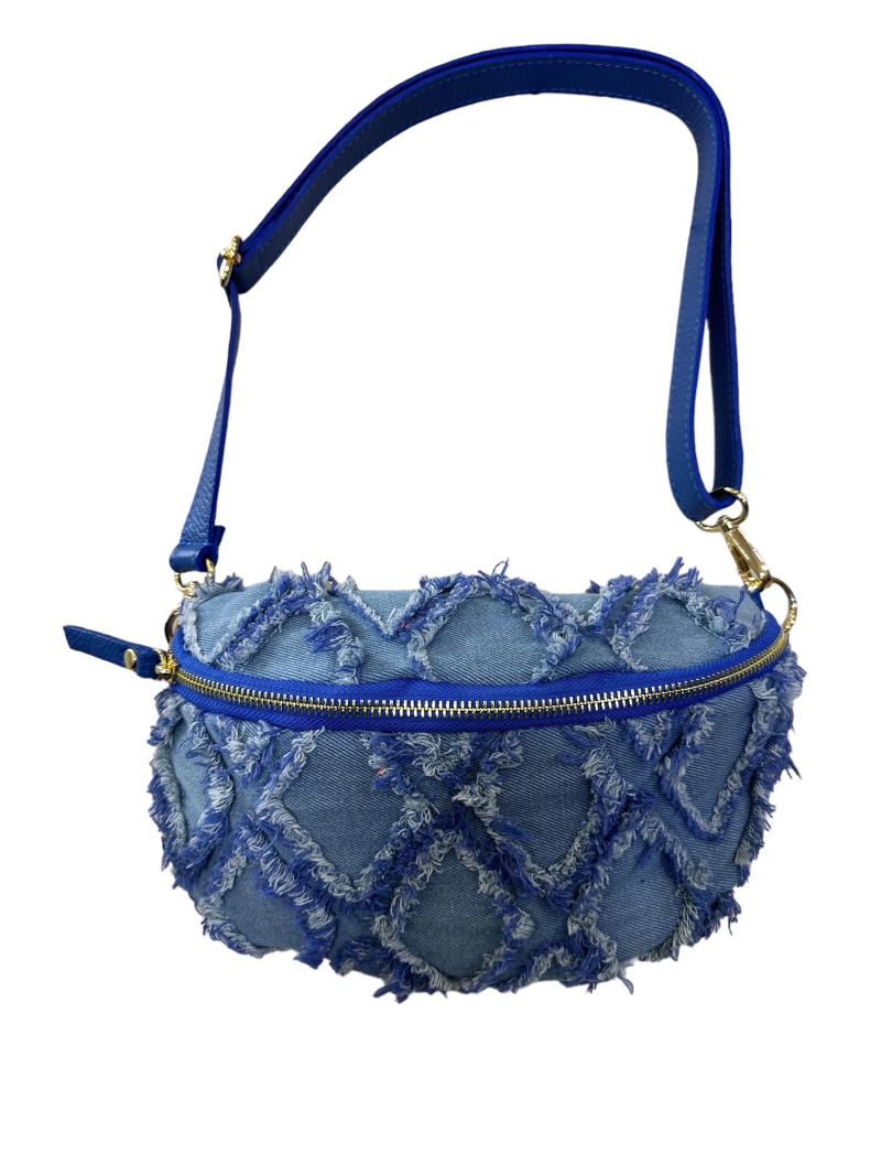 Grossiste JULIET'S&CO - sac banane en jean avec bandoulière en cuir