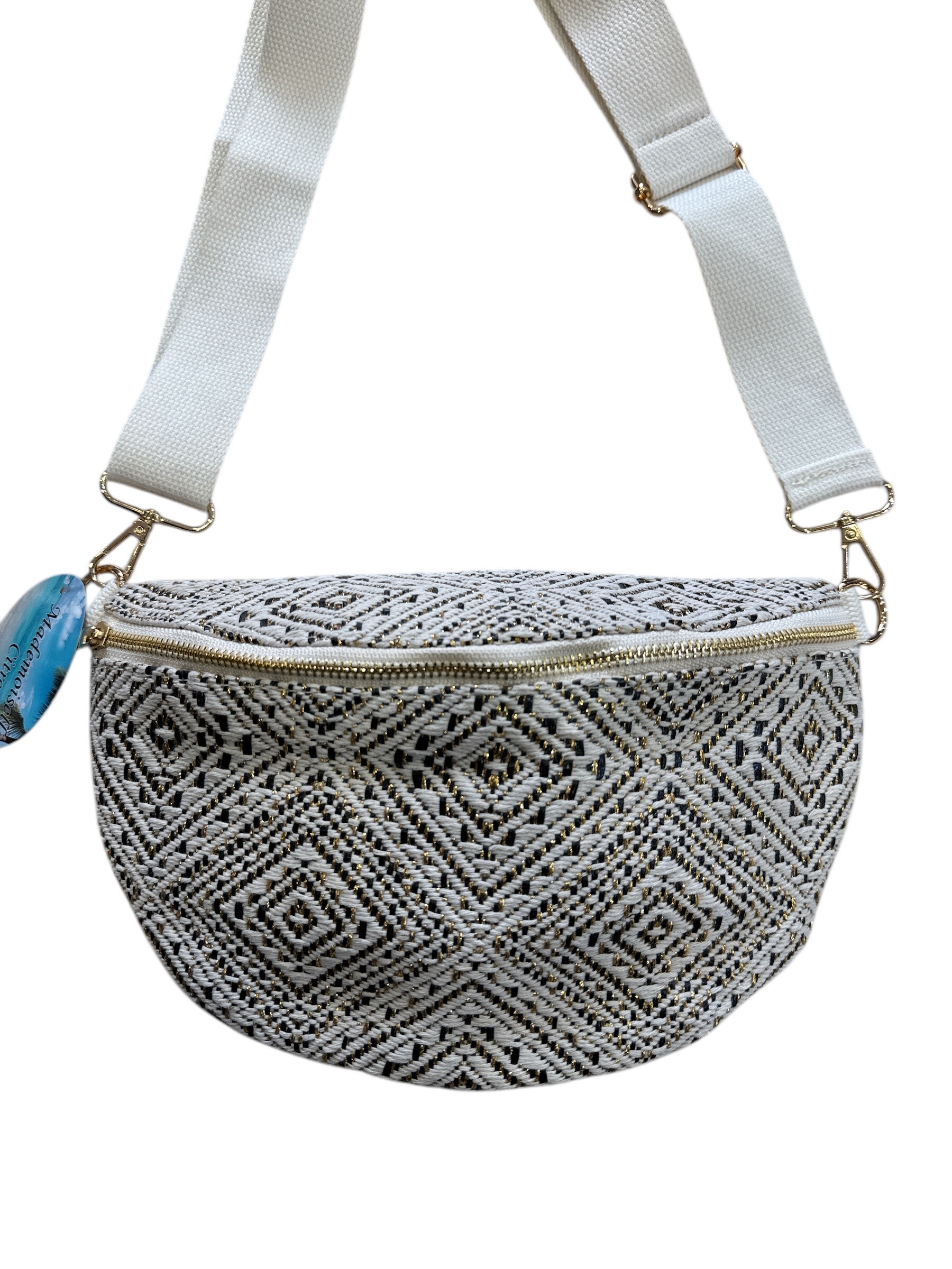 Wholesaler JULIET'S&CO - Synthetic banana bag braided with geometric embroidery