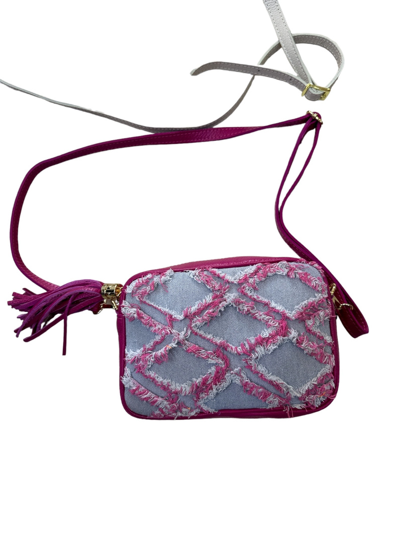 Großhändler JULIET'S&CO - Leder- und Jeanstasche mit Lederschultergurt, 21*15