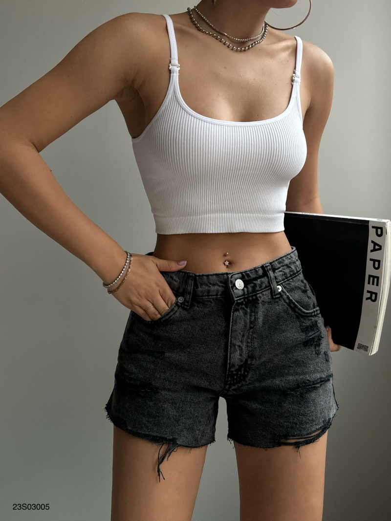 Grossiste JUNE BOUTIQUE - Short en jean gris
