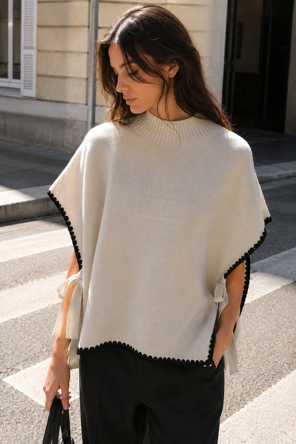 Wholesaler Justine&co Italy - Beige Knit Set with Contrast Trims