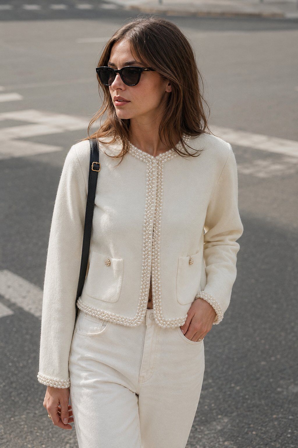 Mayorista Justine&co Italy - Conjunto de punto con chaqueta y falda adornado con perlas