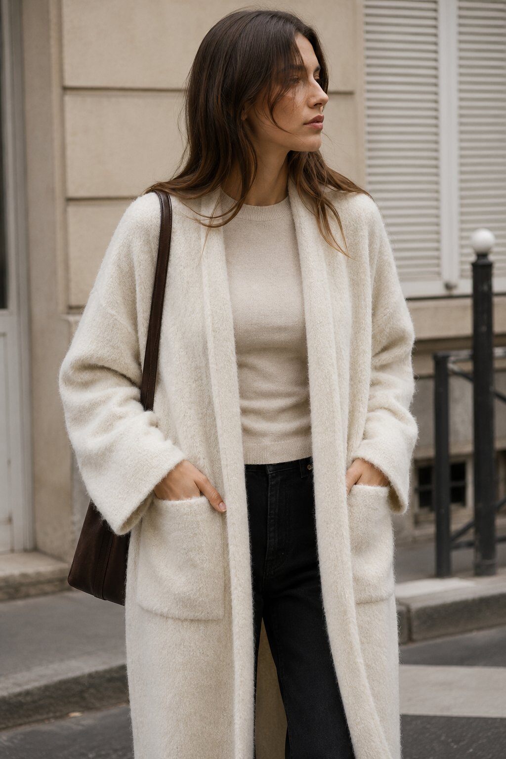 Wholesaler Justine&co Italy - Long Soft Faux Fur Effect Vest with Pockets