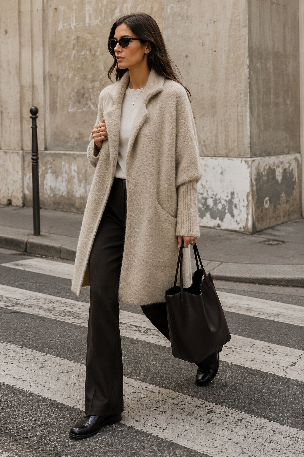 Wholesaler Justine&co Italy - Long Coat with Soft Faux Fur and Lapels