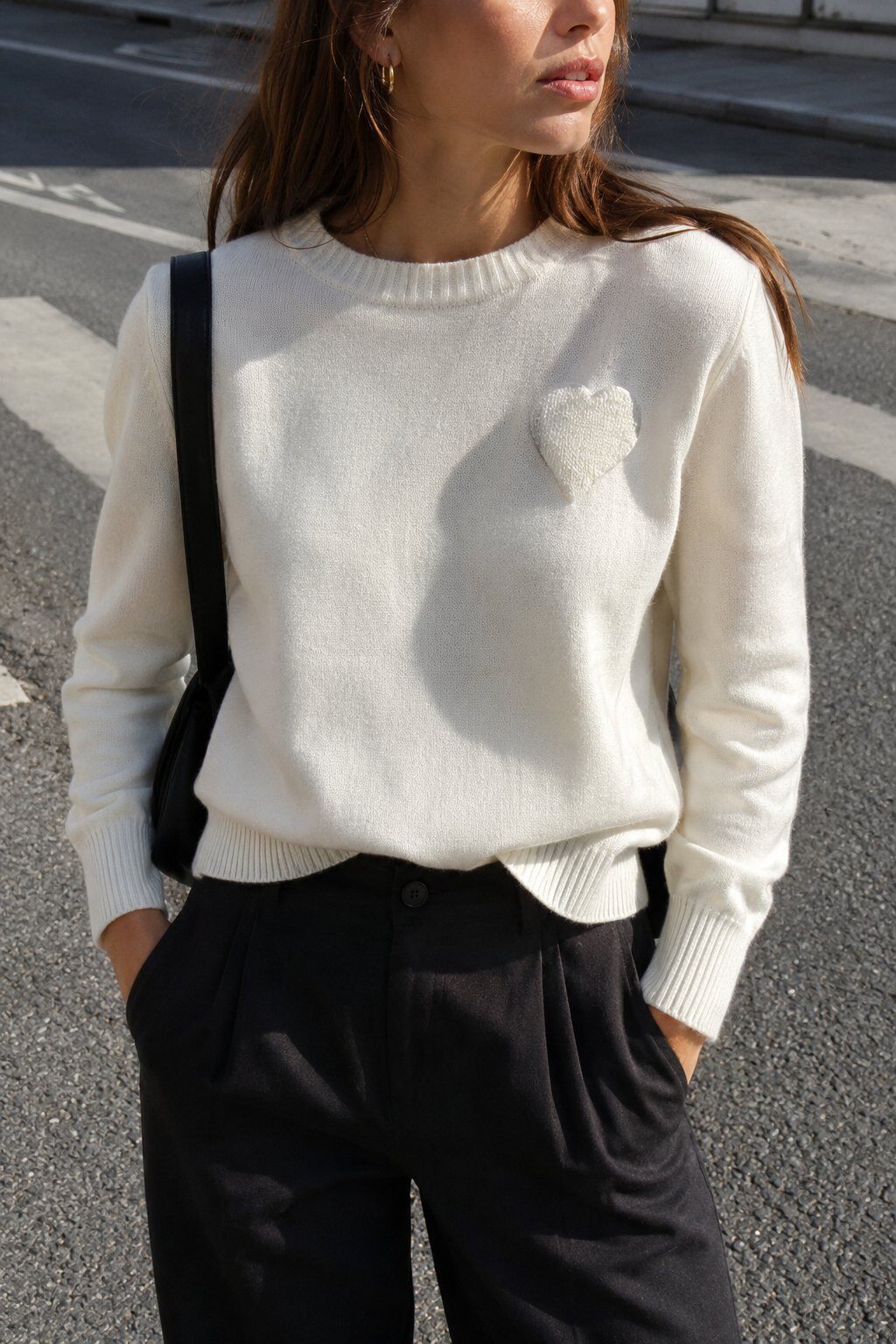 Mayorista Justine&co Italy - Jersey de Punto con Corazón en Relieve – Crudo
