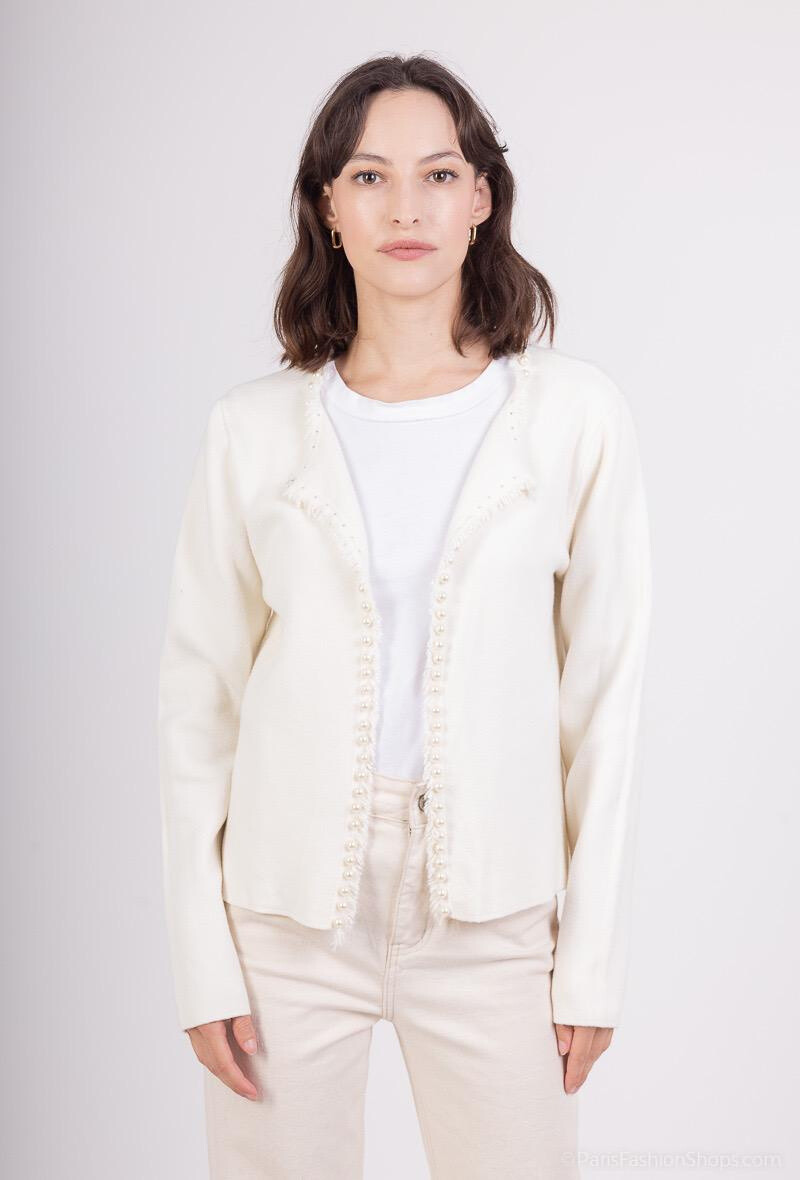 Grossista Justine&co - Gilet a maniche lunghe con perle