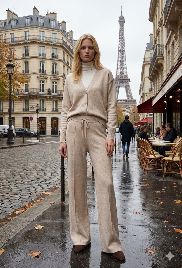 Grossiste Justine&co - Justine&co Pantalon en Maille avec Cordon de Serrage