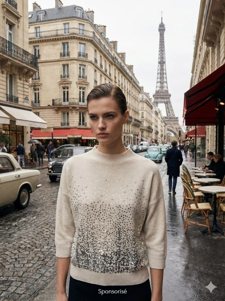 Wholesaler Justine&co - Knit Sweater with Silver Sequin Shower