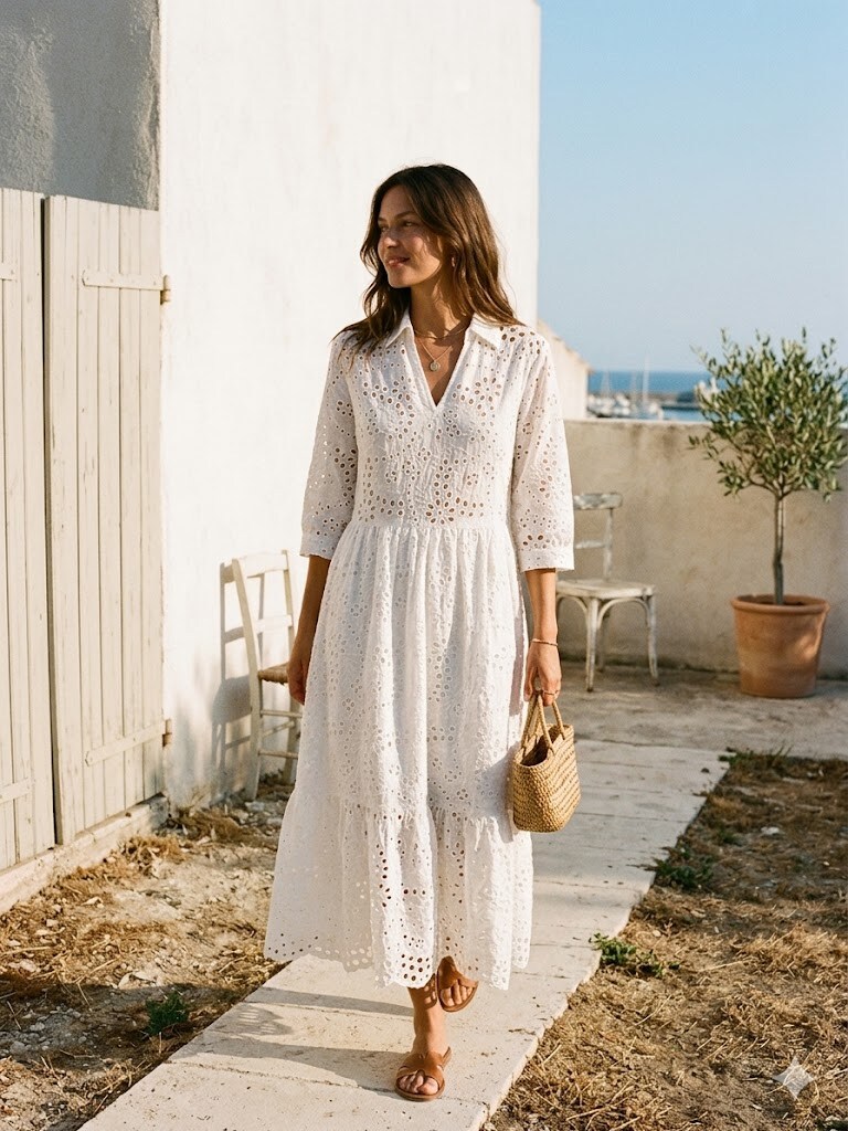 cotton cami midi dress Cami Postcard Midi Dress – Just the Thing