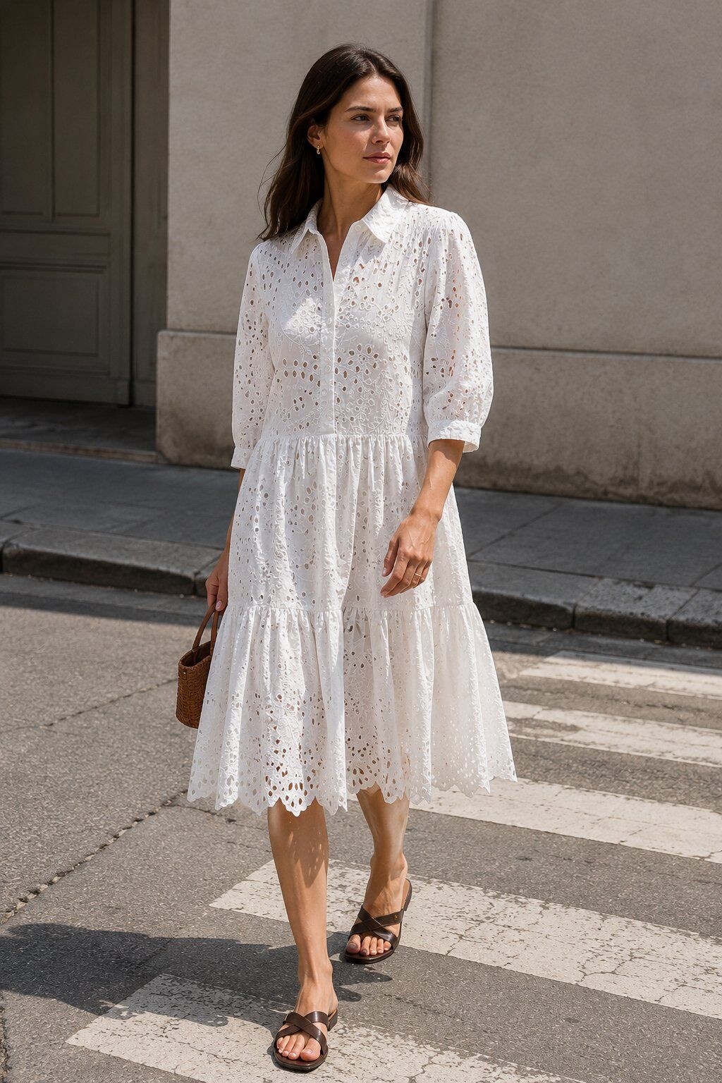 Wholesaler Justine&co - Dress in eyelet embroidery