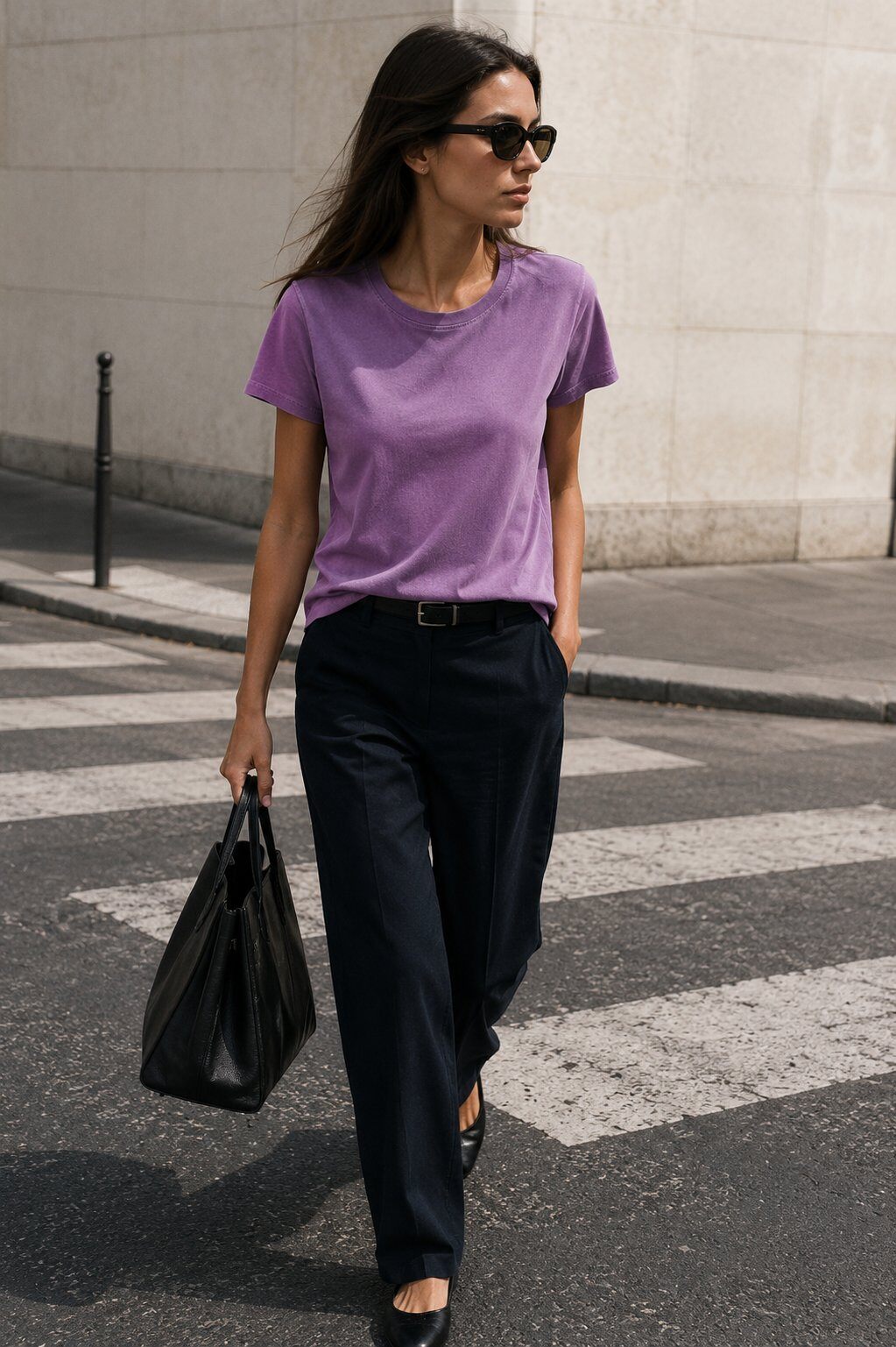 Wholesaler Justine&co - Round neck stretch cotton T-shirt with a washed effect