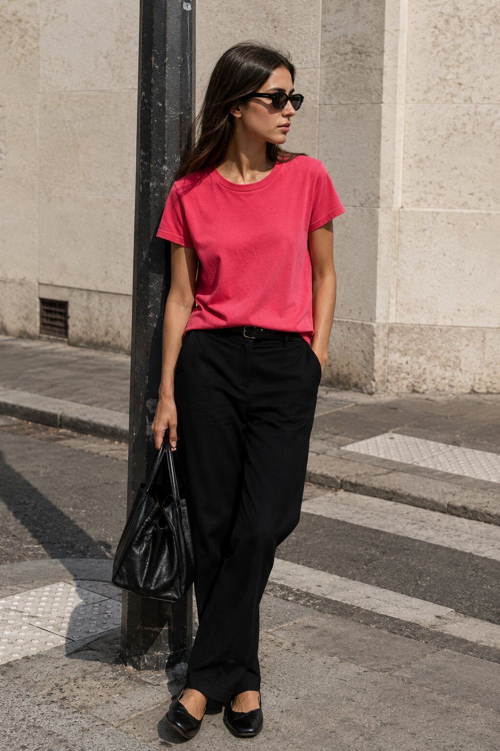 Grossista Justine&co - T-shirt girocollo in cotone elasticizzato effetto lavato