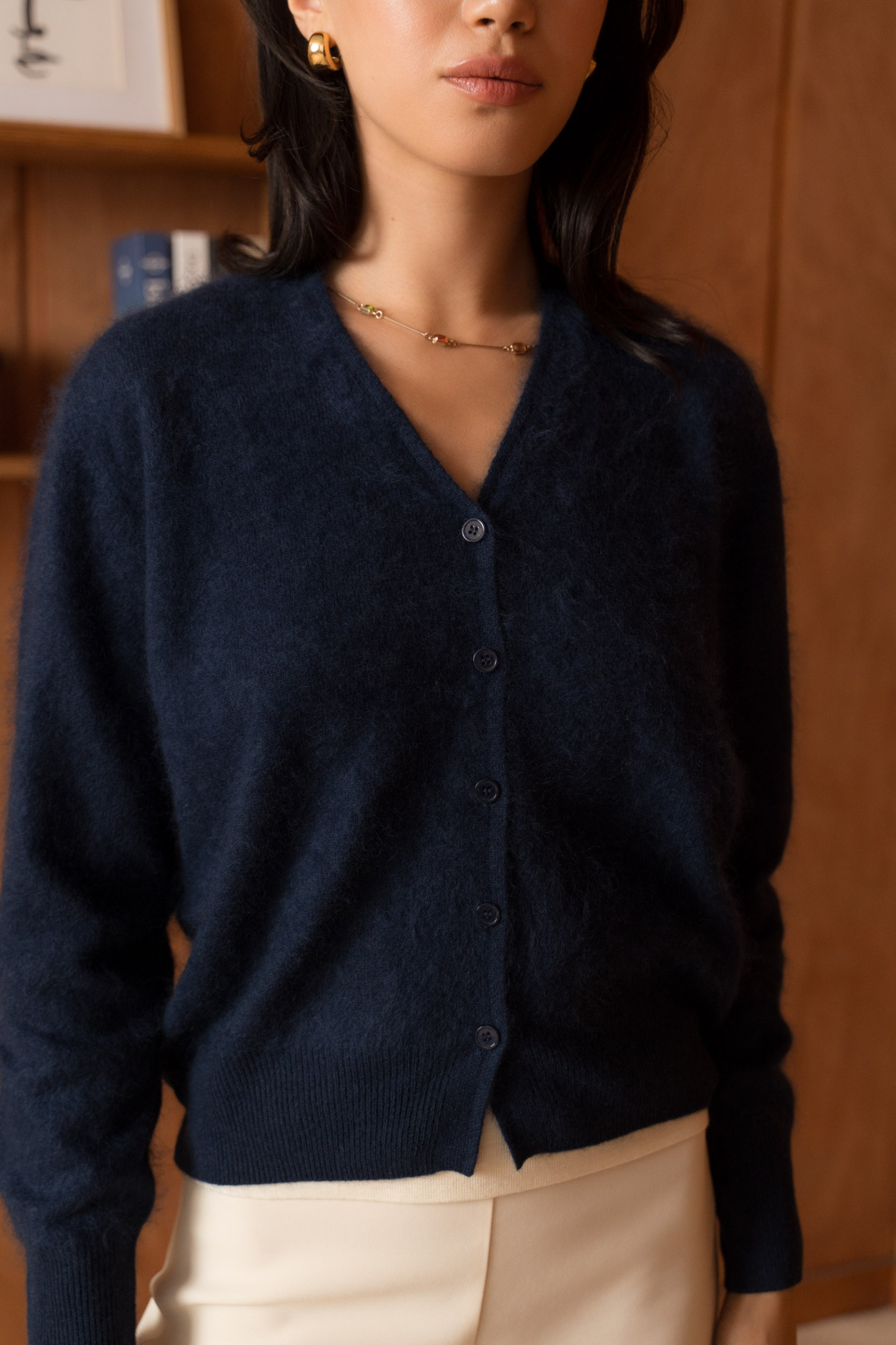 Grossiste jw.atelier - Gilet laine & cachemire brossé col V