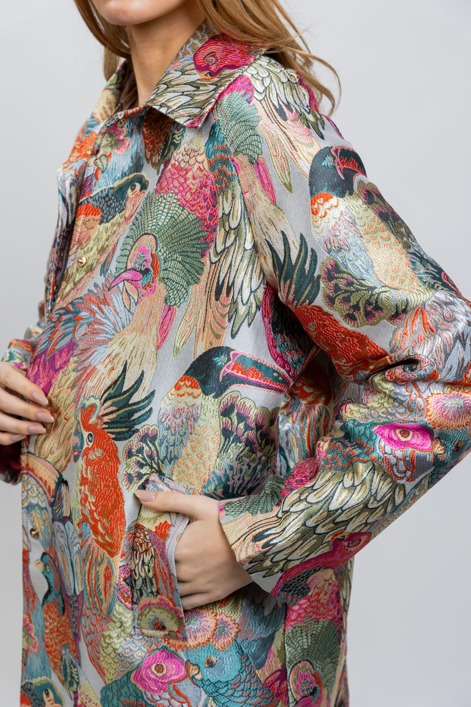 Metallic Jacquard Pattern Coat | Paris Fashion Shops