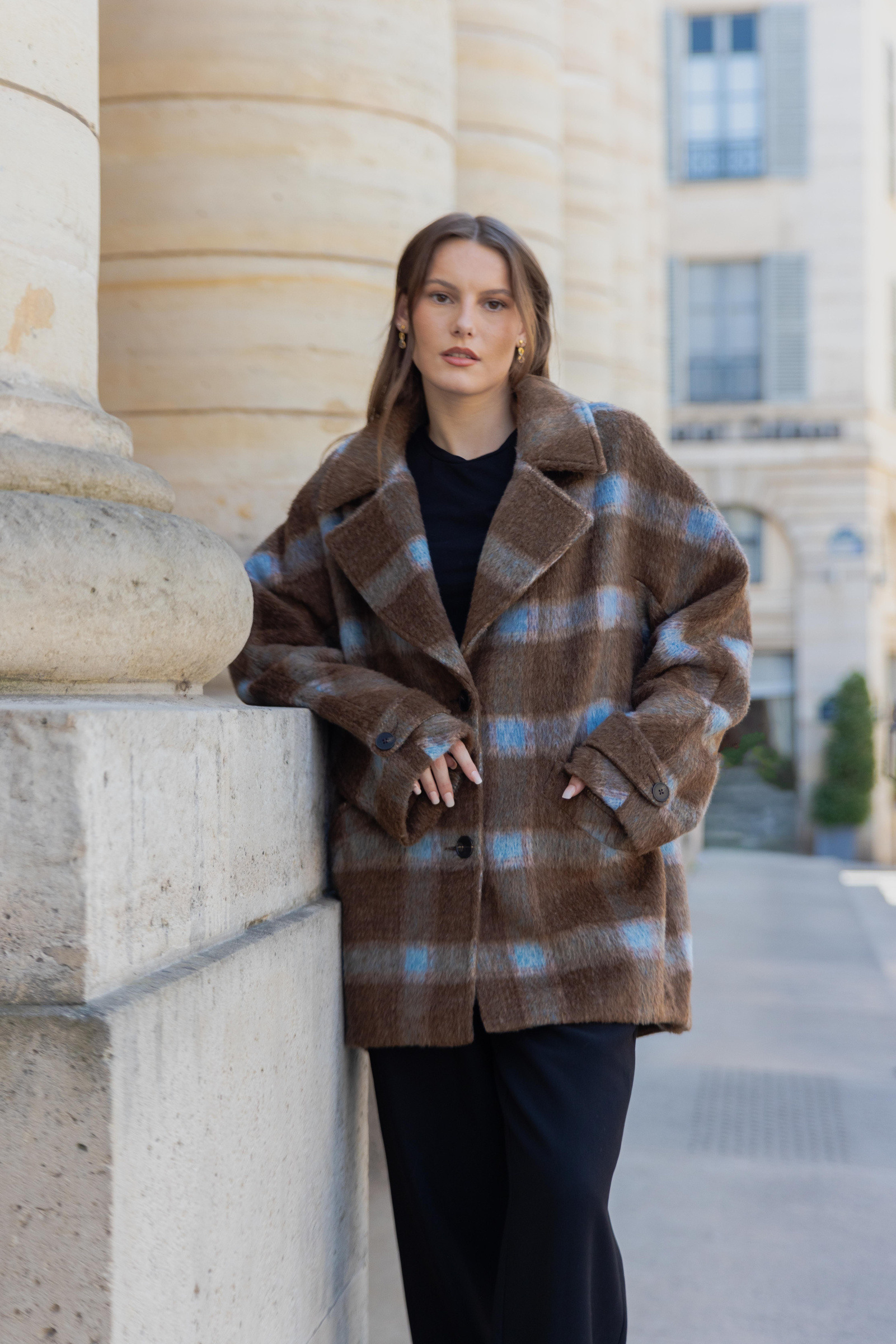 Wholesaler K-ZELL Paris - PLAID COAT WITH WOOL