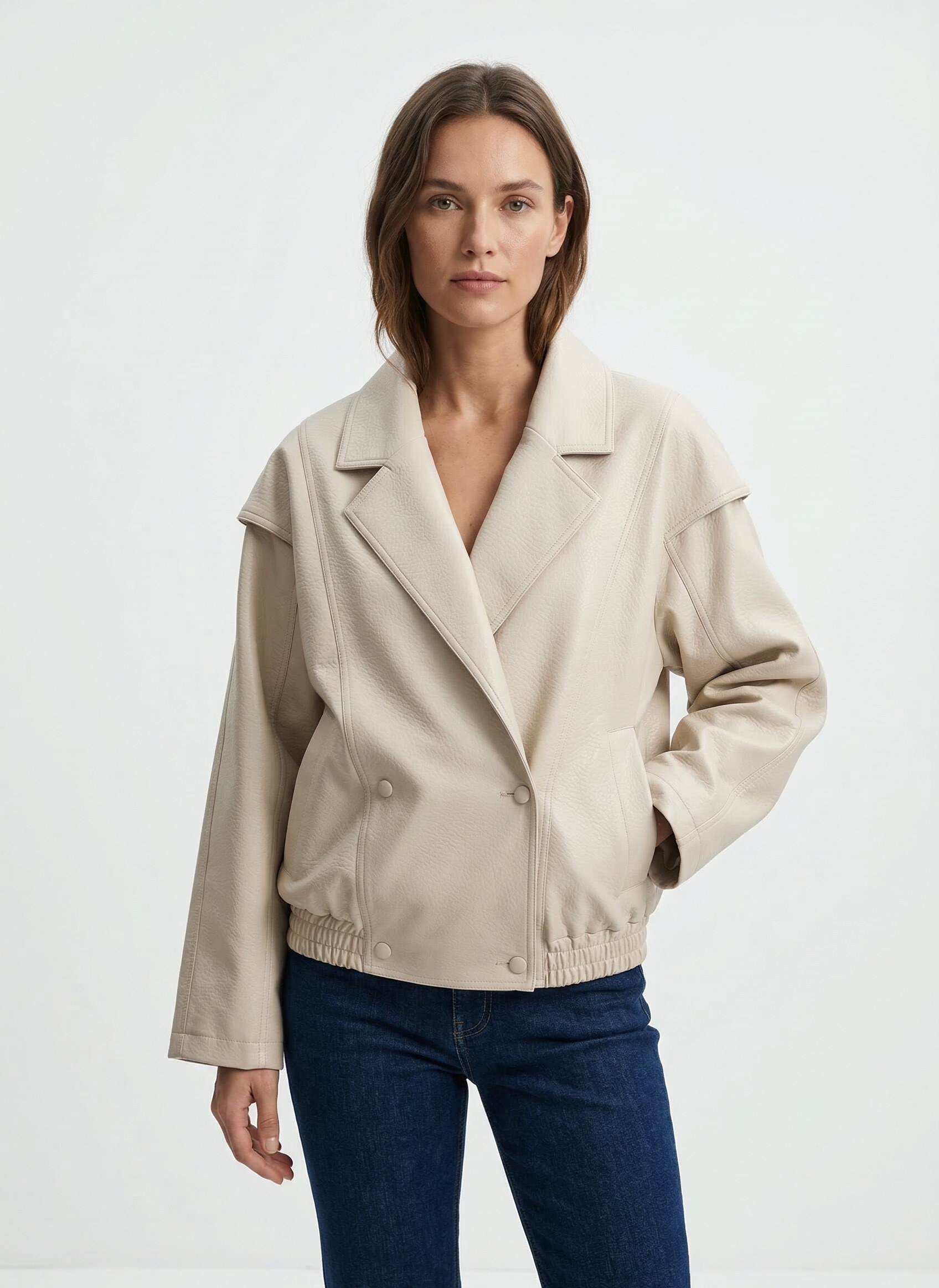 Grossiste K-ZELL Paris - VESTE OVERSIZE EN SIMILICUIR GRAINÉ