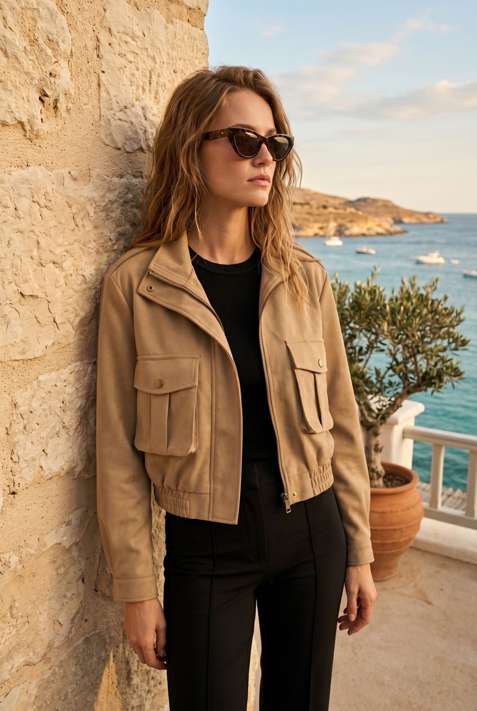 Großhändler K-ZELL Paris - Wasserfeste Kurzjacke in Wildlederoptik