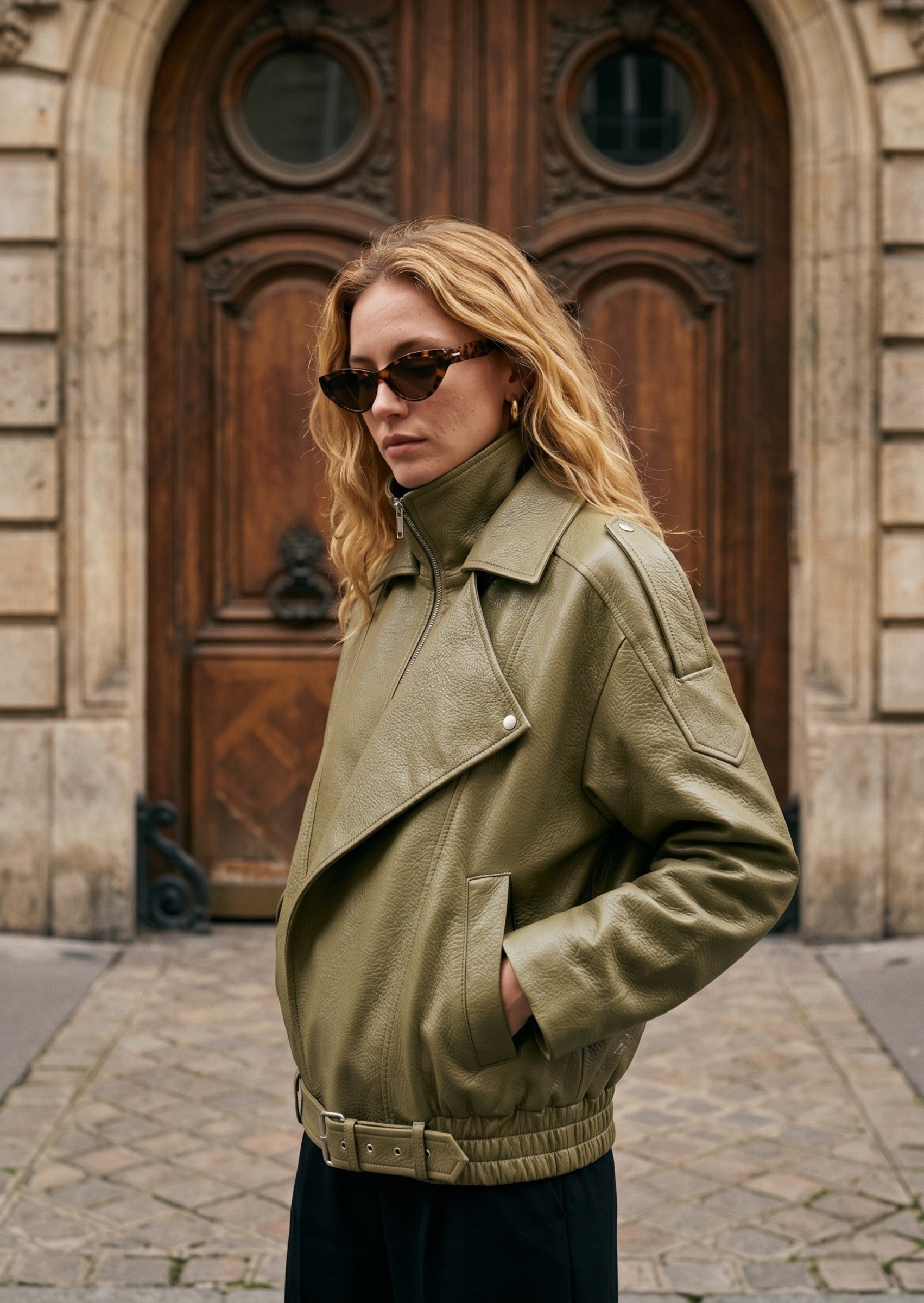 Mayorista K-ZELL Paris - Chaqueta biker de cuero sintético granulado con doble cuello