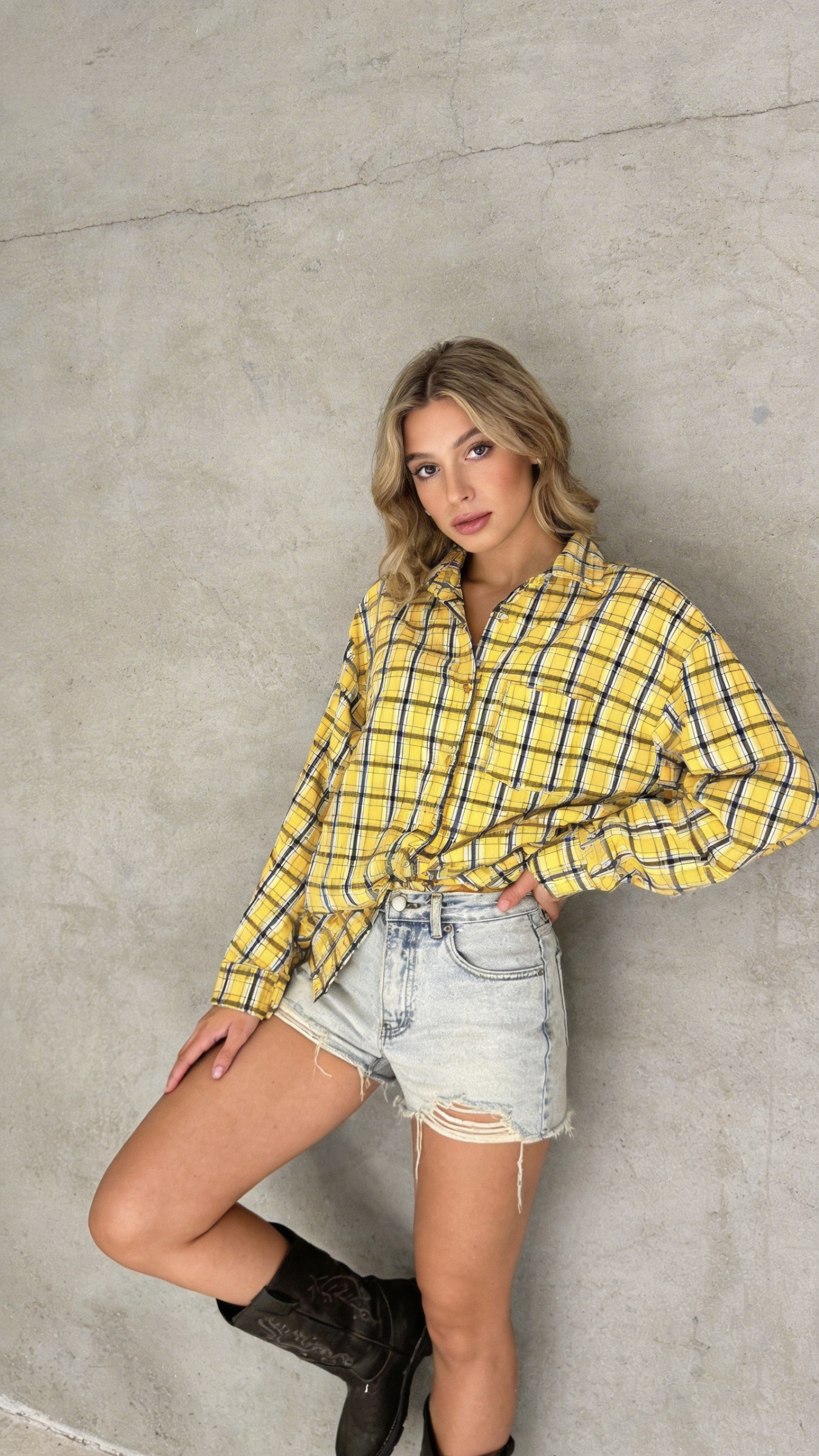 Mayorista K1 - Camisa de cuadros tartán estilo oversize