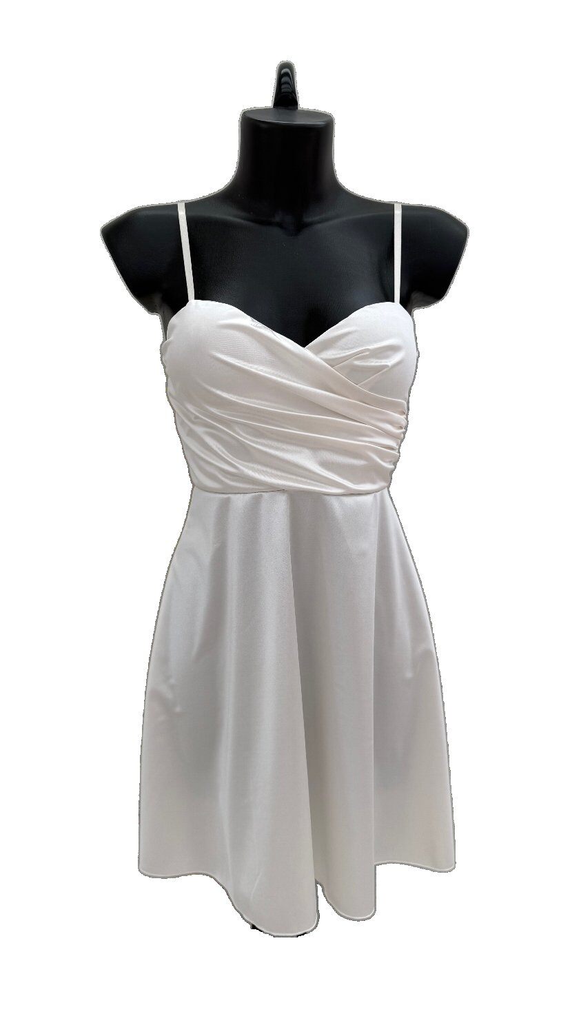Wholesaler K1 - Elegant short dress with sweetheart neckline and draped bodice. Thin straps and flared skirt with back zipper.