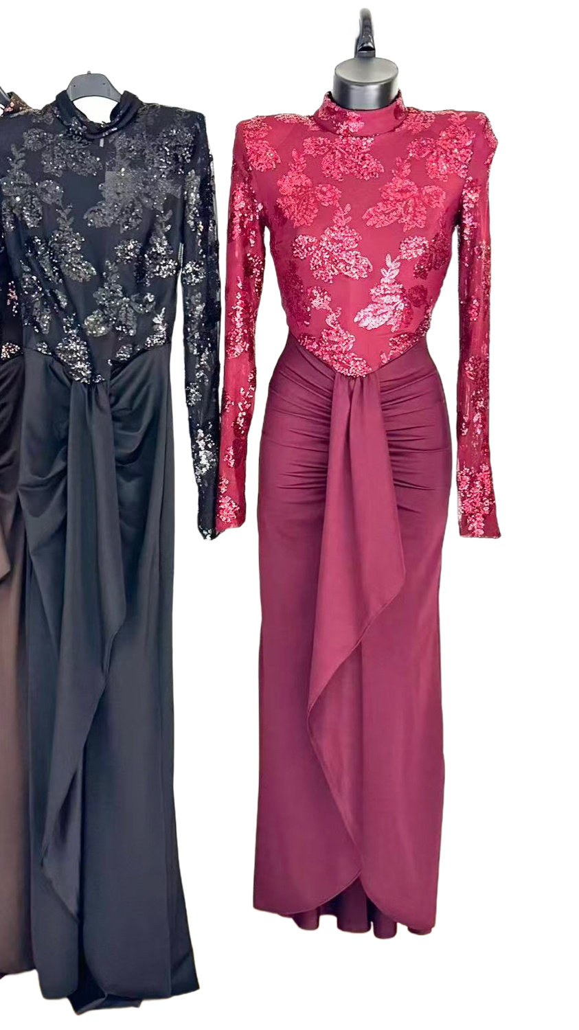 Wholesaler K1 - Sequin dress + back zipper + 2 buttons on the back of the collar