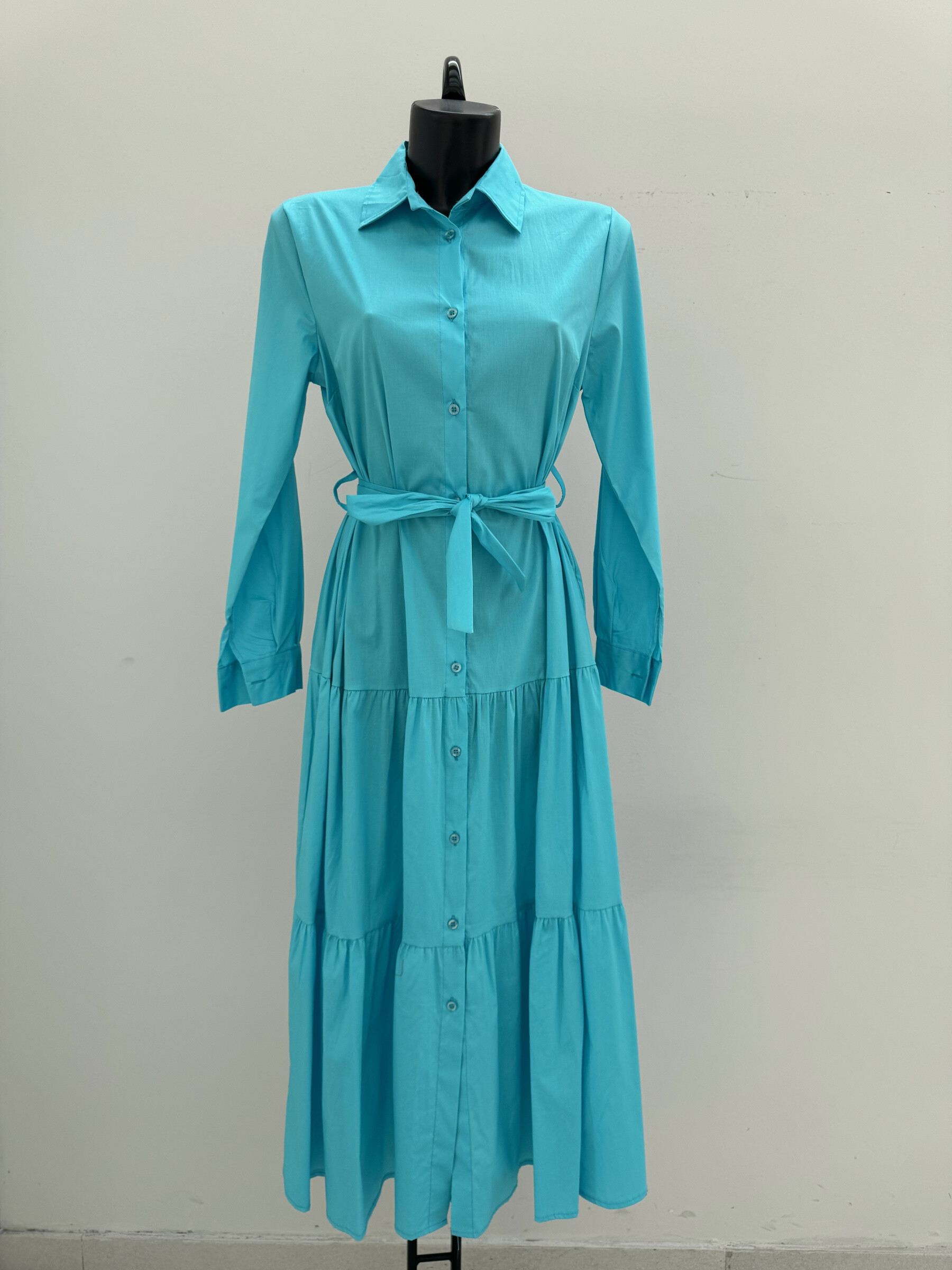 Großhändler K1 - Langes Hemdkleid in 100%Baumwolle