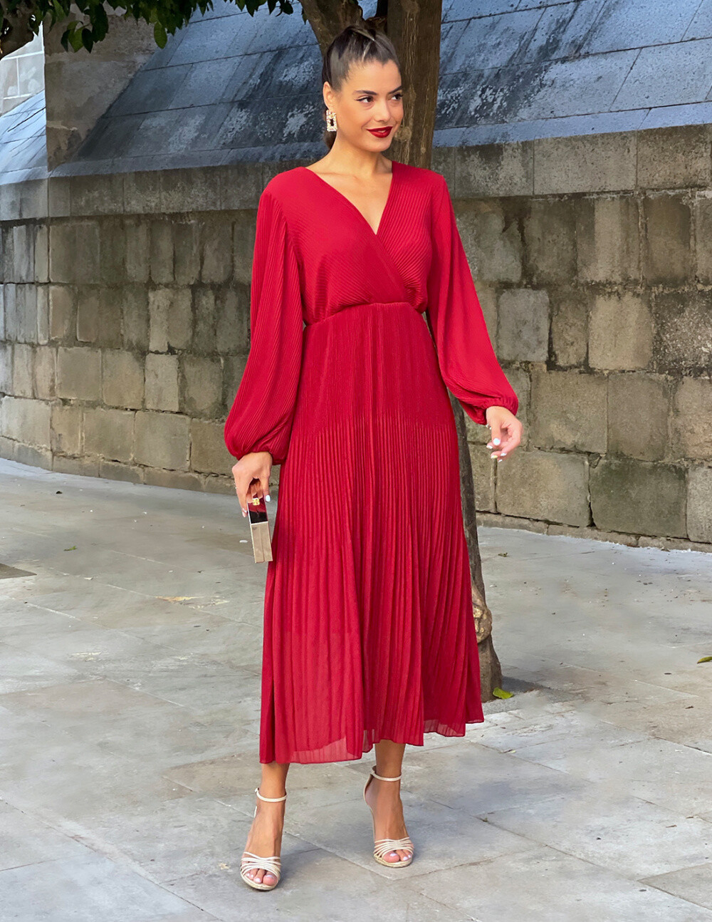 Mayorista Kaia - Vestido plisado con mangas