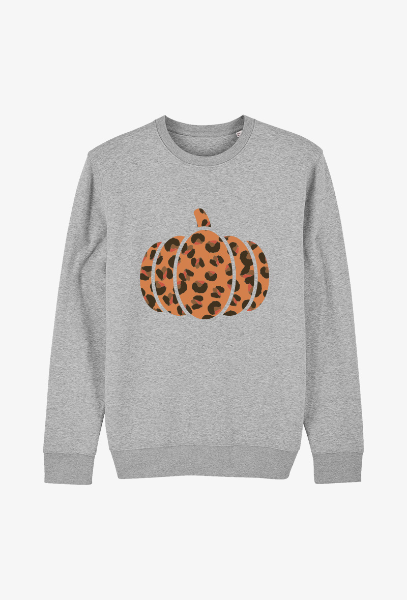 Wholesaler Kapsul - Sweat Adulte gris - Citrouille léopard