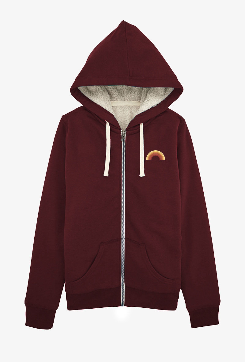 Wholesaler Kapsul - Sweat zippé Adulte Bordeaux COTON BIOLOGIQUE - BRODERIE Autumn raimbow