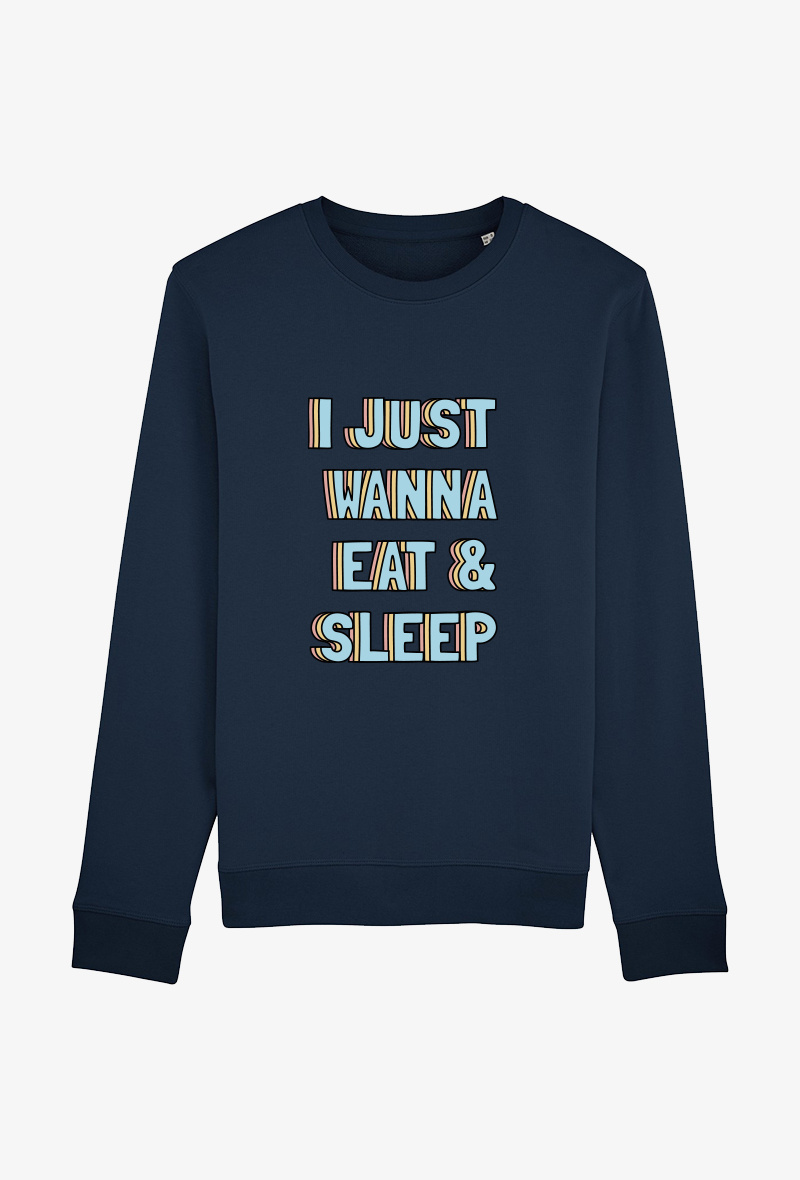 Grossiste Kapsul - Sweat Adulte Marine COTON BIOLOGIQUE - I just wanna est and sleep