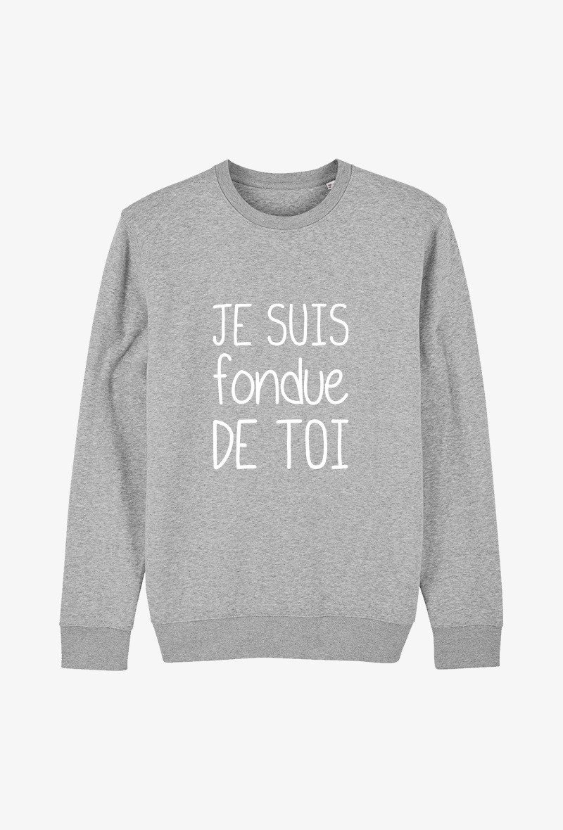 Wholesaler Kapsul - Sweat Adulte Gris - Je suis fondue de toi