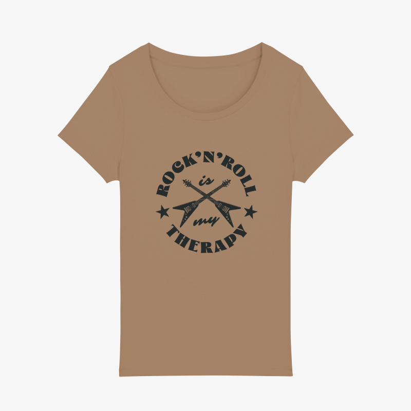 Grossiste Kapsul - T-shirt femme - Rock'n roll is my therapy