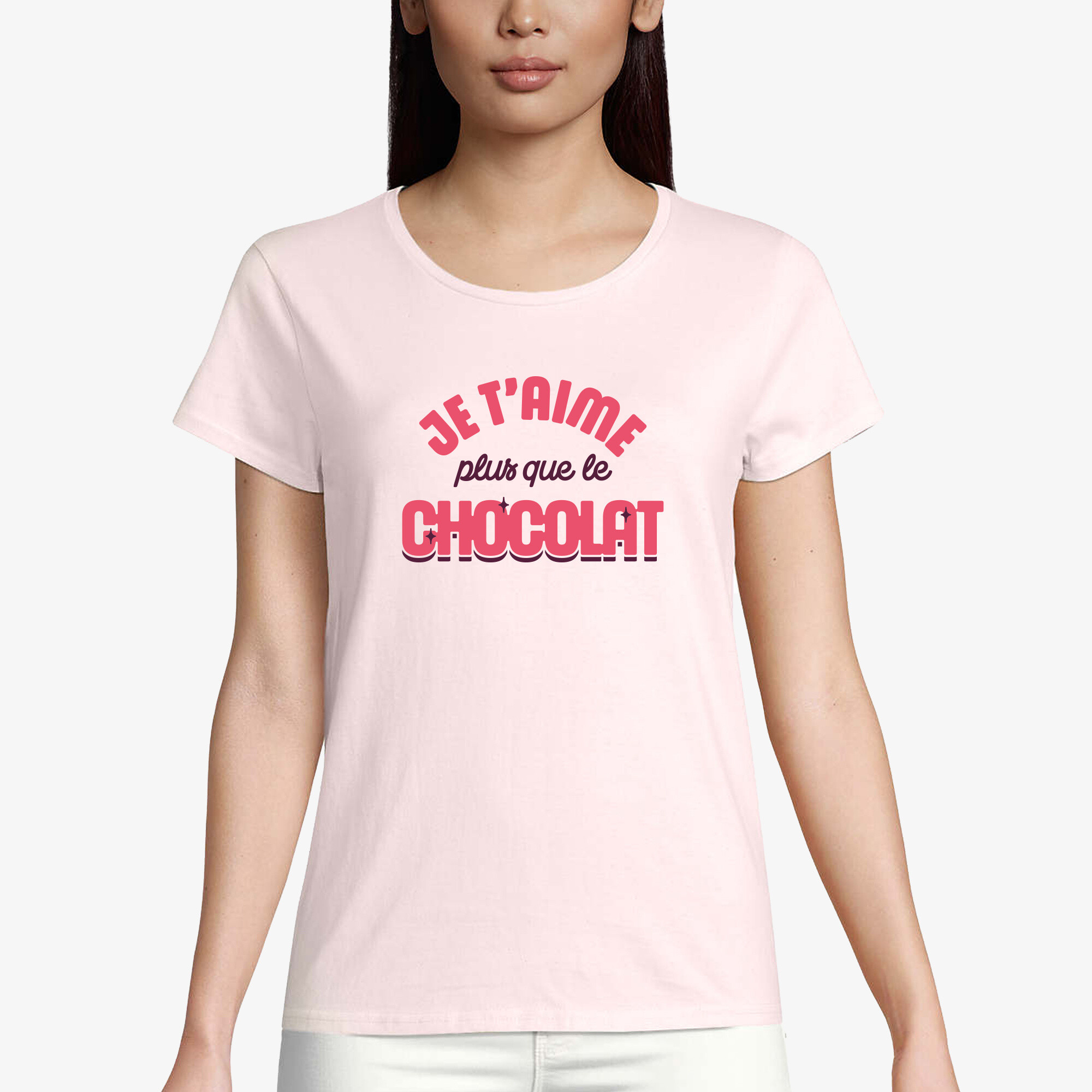 Grossiste Kapsul - T-shirt Femme - Je t'aime plus que le chocolat
