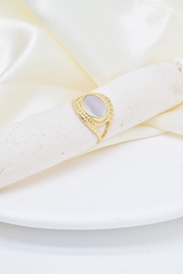 Wholesaler Kapyco - Adjustable mother-of-pearl ring in stainless steel