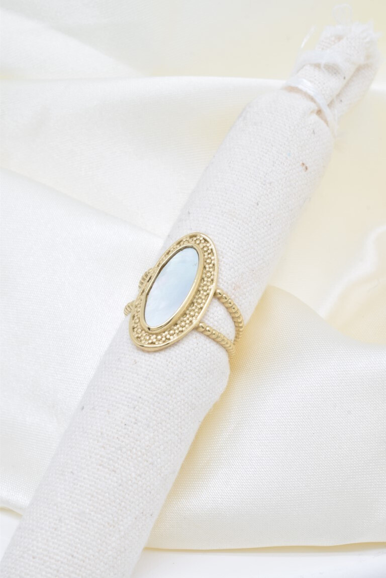 Wholesaler Kapyco - Adjustable mother-of-pearl ring in stainless steel