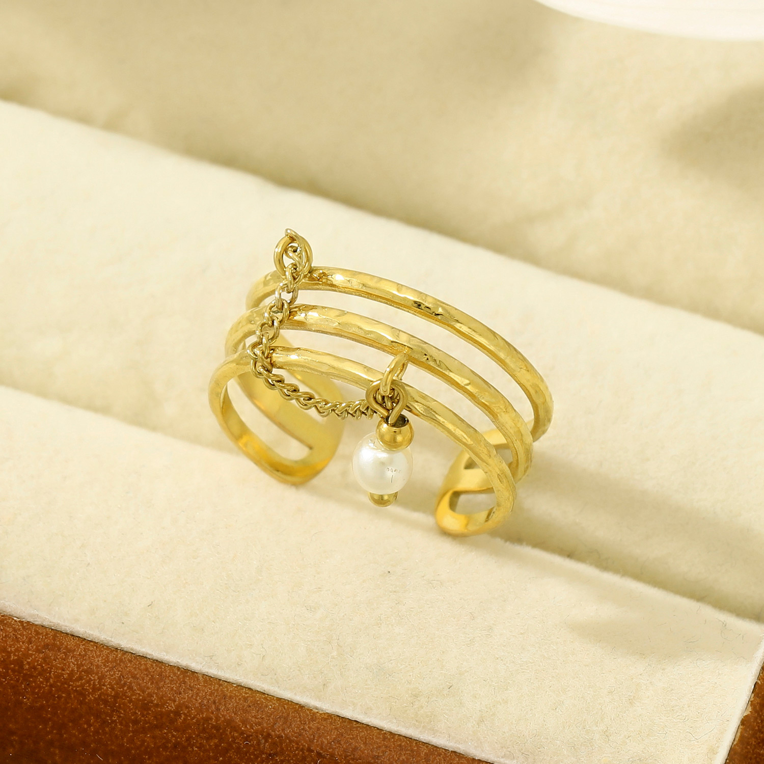 Mayorista Kapyco - Anillo de perla de acero inoxidable